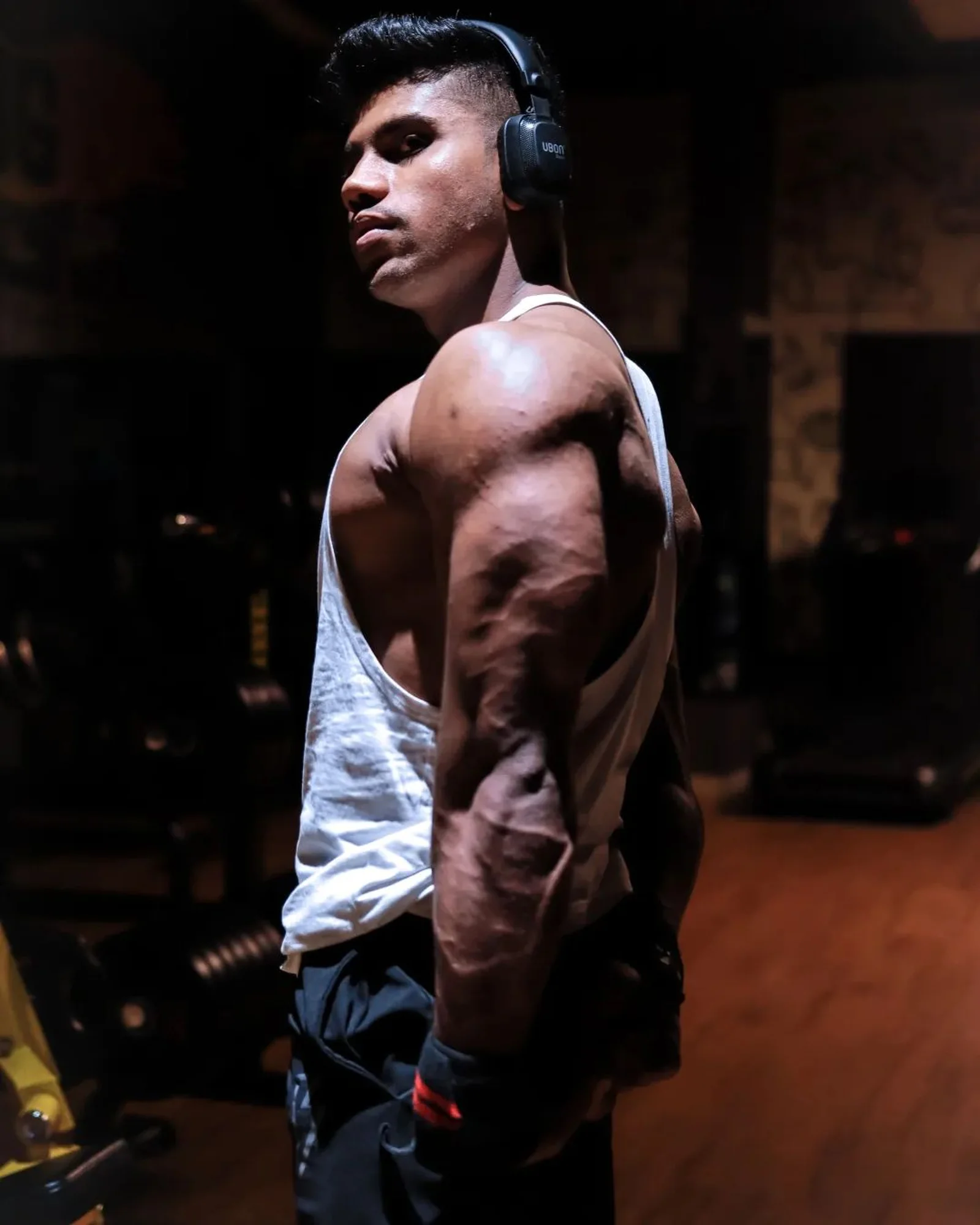 SHREDxpro athlete training with headphones